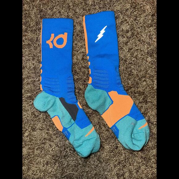 Nike HYPER ELITE KD Basketball Socks Blue/Orange SX4814 - Picture 2 of 6